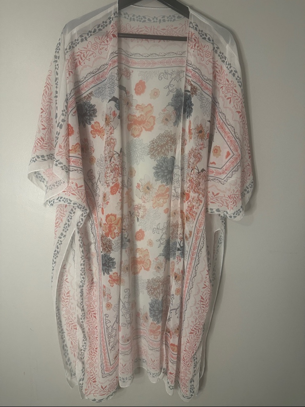 Bohemian Floral Ruana / Kimono, Medium